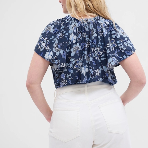 Gap Factory Relaxed Print Splitneck Top - Picture 2 of 7